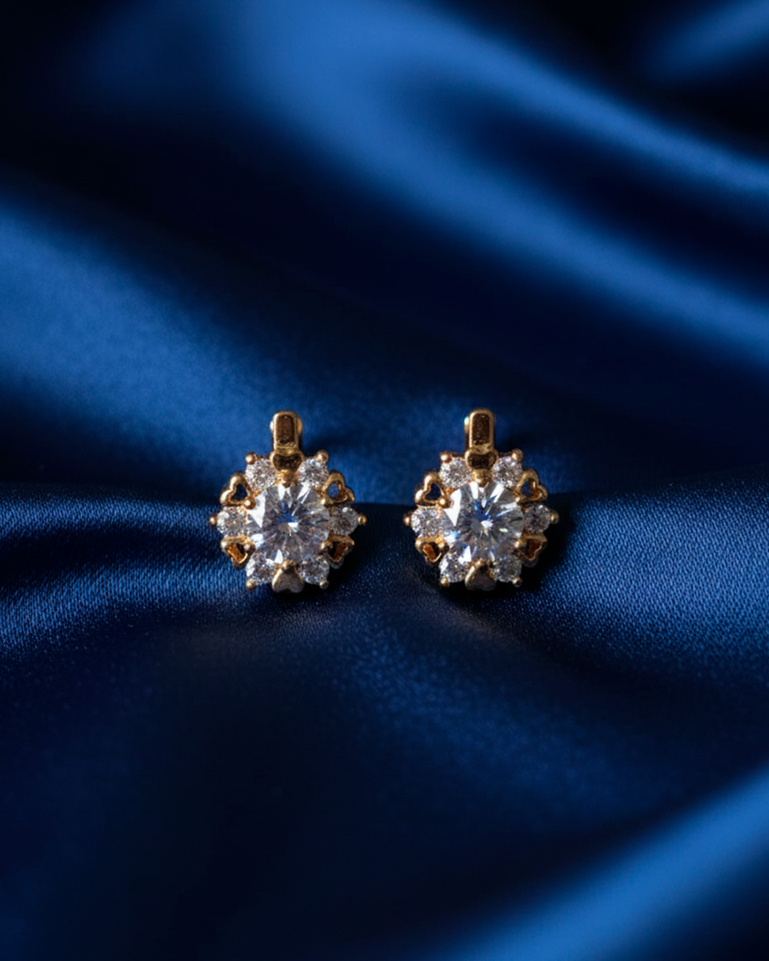 Candongas S Flor Corazones & Solitario