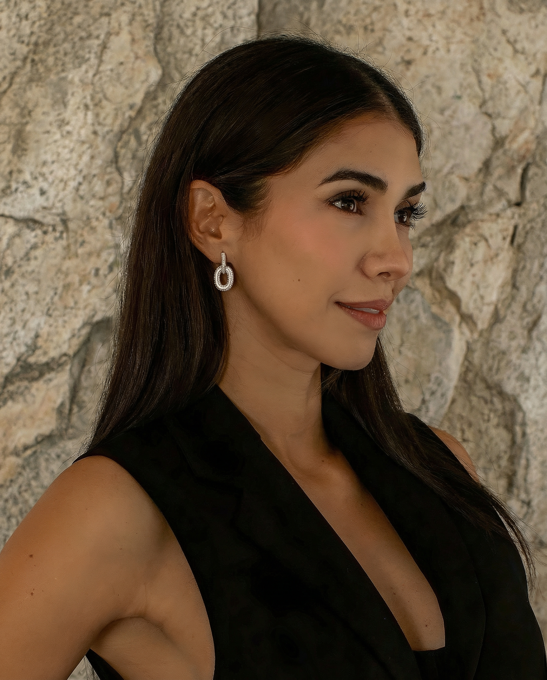 PENDIENTES ELIPSES ENTRELAZADAS MICRO PAVE