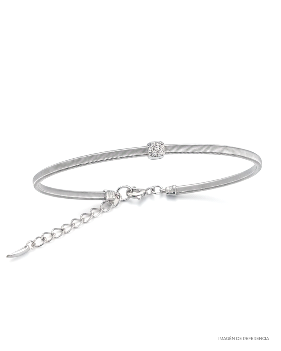 PULSERA ARO DIJE CUADRADO CIRCONES S925 (S)