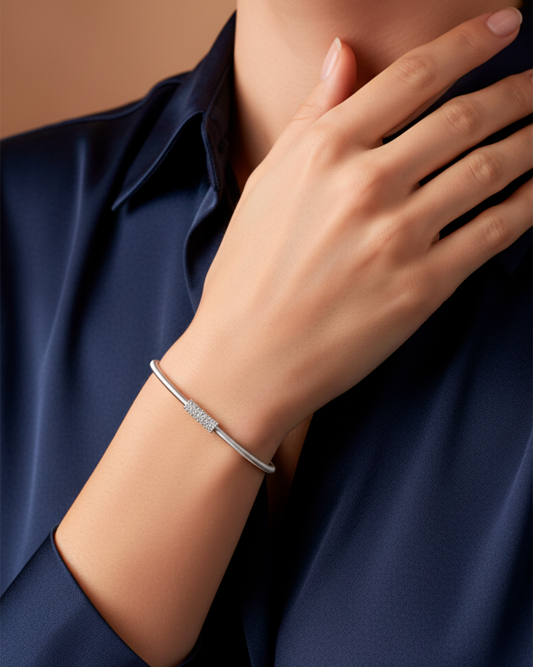 PULSERA ARO DIJE  RECTANGULAR  CIRCONES S925 (S)