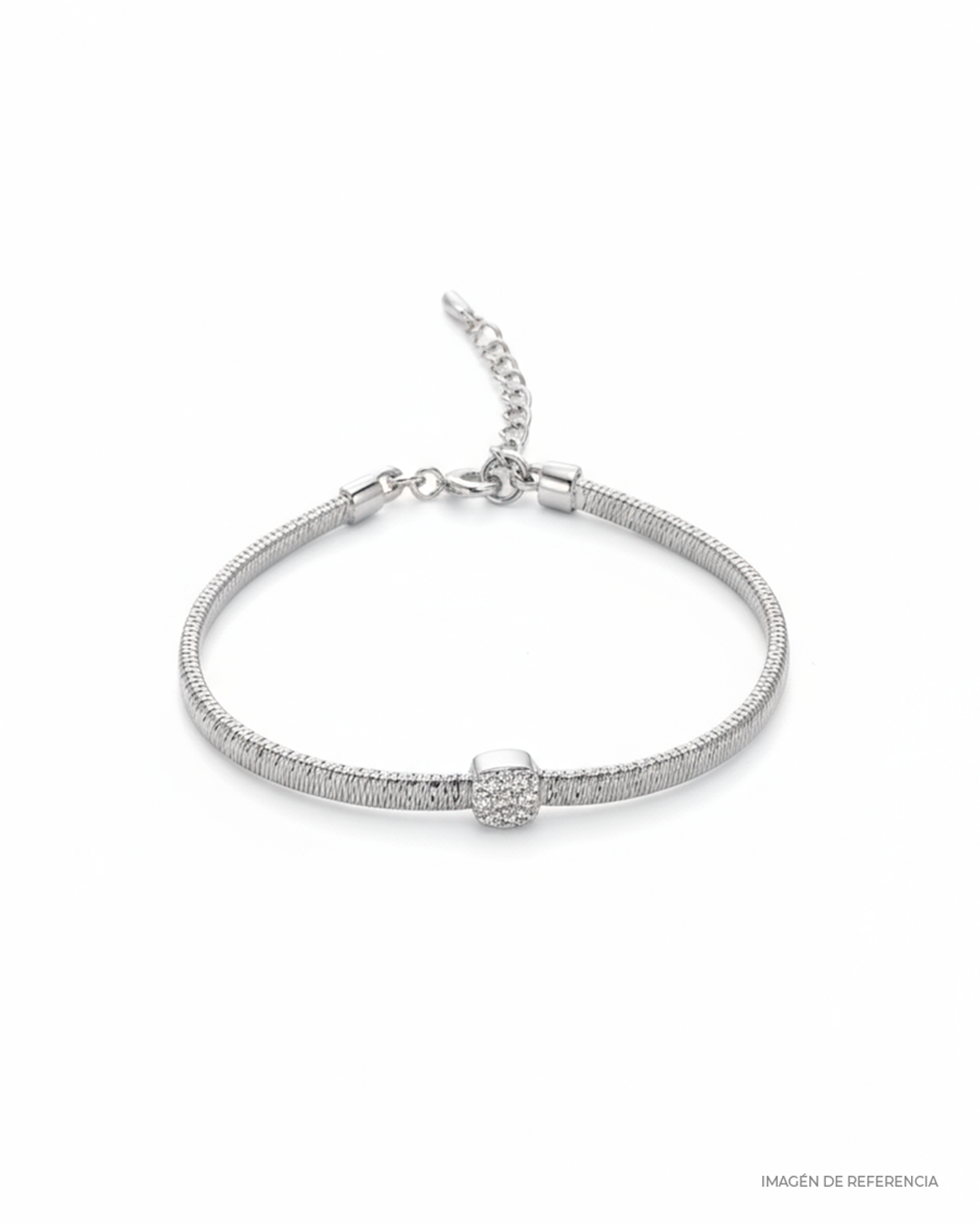 PULSERA TEJIDA DIJE  CUADRADO CIRCONES S925