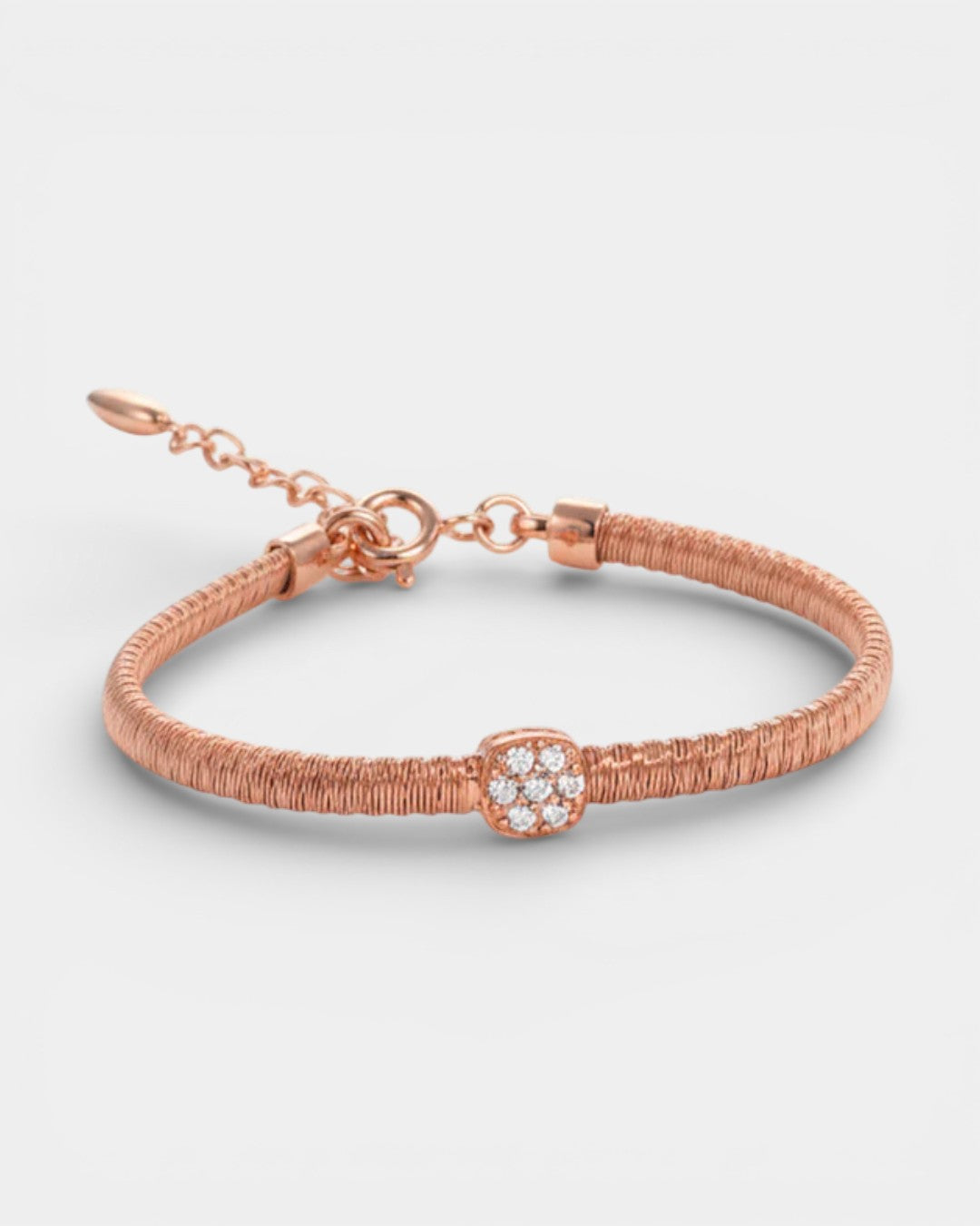 PULSERA TEJIDA DIJE  CUADRADO CIRCONES S925